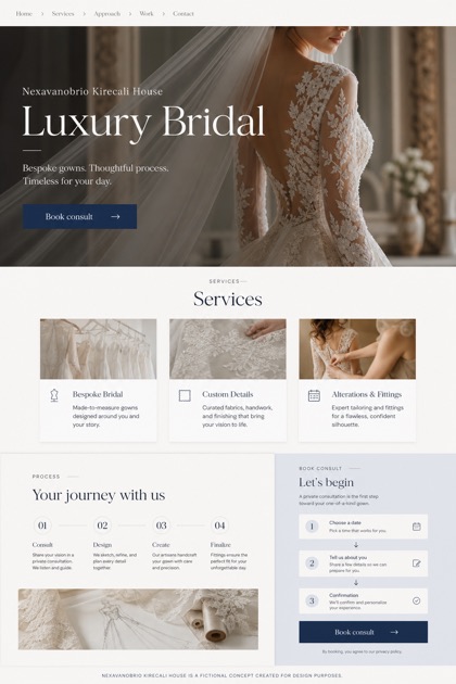 Weddings & Events website design for United States, showing a clear opening, service information, supporting content, and a focused inquiry action.