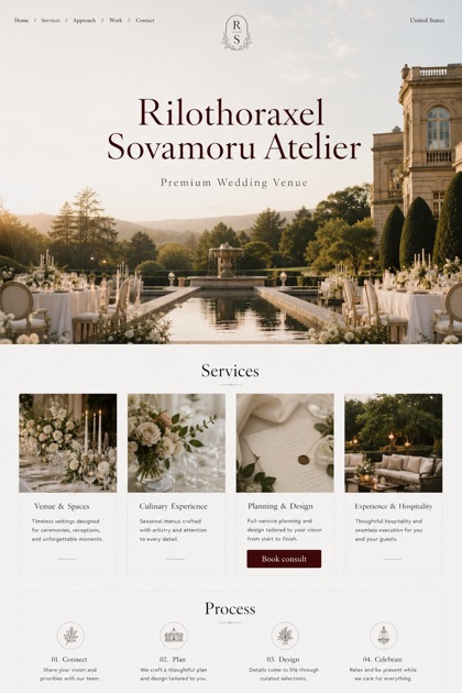 Weddings & Events website design for United States, showing a clear opening, service information, supporting content, and a focused inquiry action.