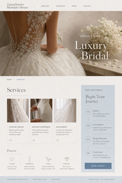 Weddings & Events website design for United States, showing a clear opening, service information, supporting content, and a focused inquiry action.