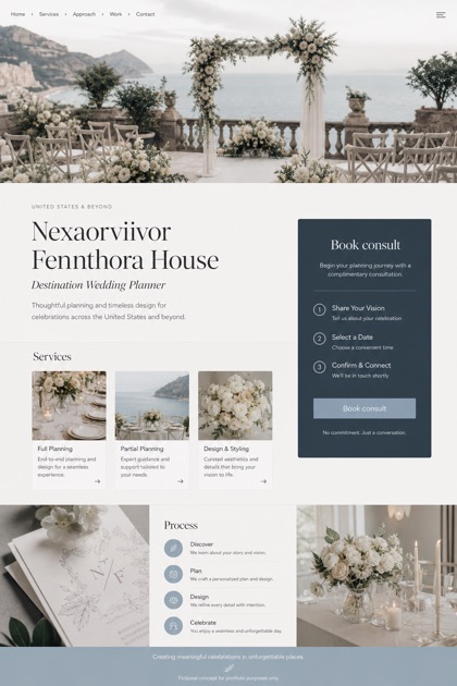 Weddings & Events website design for United States, showing a clear opening, service information, supporting content, and a focused inquiry action.