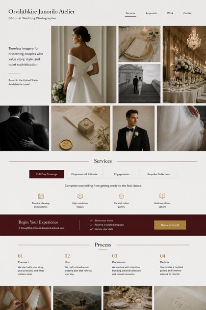 Weddings & Events website design for United States, showing a clear opening, service information, supporting content, and a focused inquiry action.