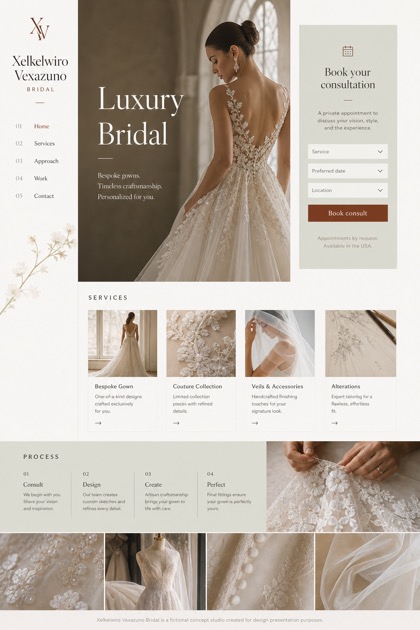 Weddings & Events website design for United States, showing a clear opening, service information, supporting content, and a focused inquiry action.