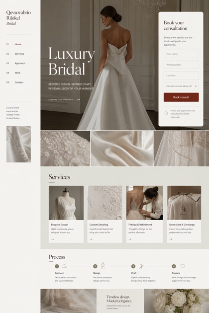 Weddings & Events website design for United States, showing a clear opening, service information, supporting content, and a focused inquiry action.