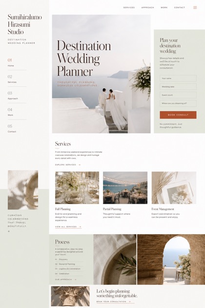 Weddings & Events website design for United States, showing a clear opening, service information, supporting content, and a focused inquiry action.