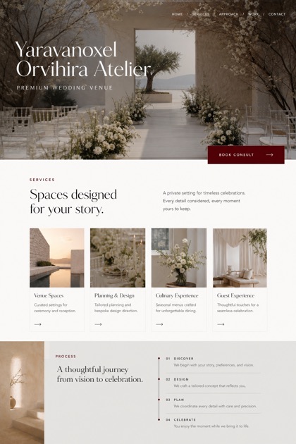 Weddings & Events website design for United States, showing a clear opening, service information, supporting content, and a focused inquiry action.
