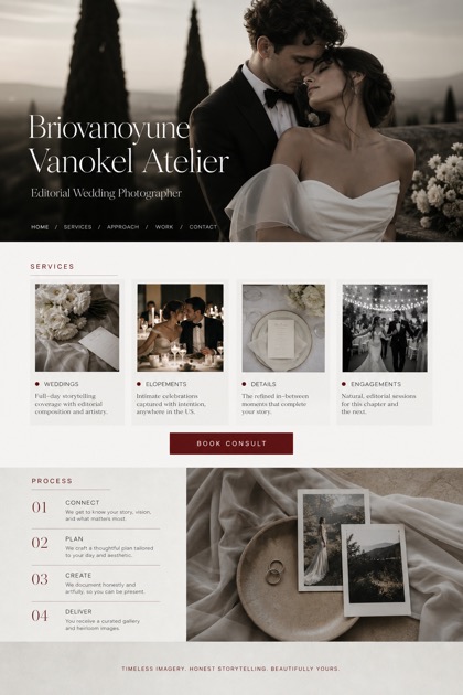 Weddings & Events website design for United States, showing a clear opening, service information, supporting content, and a focused inquiry action.