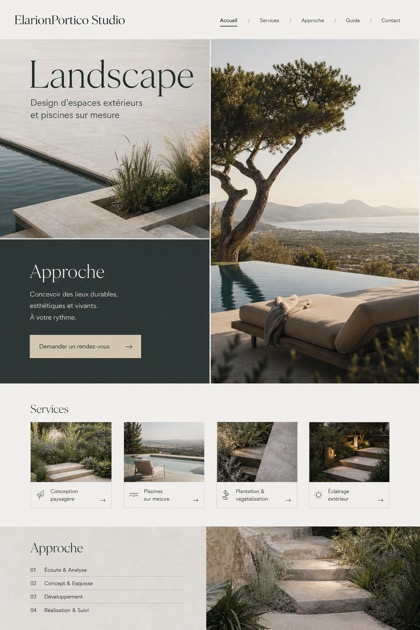 Architecture & Interiors website design for France, showing a clear opening, service information, supporting content, and a focused inquiry action.