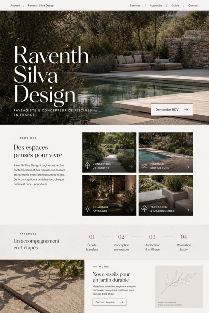 Architecture & Interiors website design for France, showing a clear opening, service information, supporting content, and a focused inquiry action.