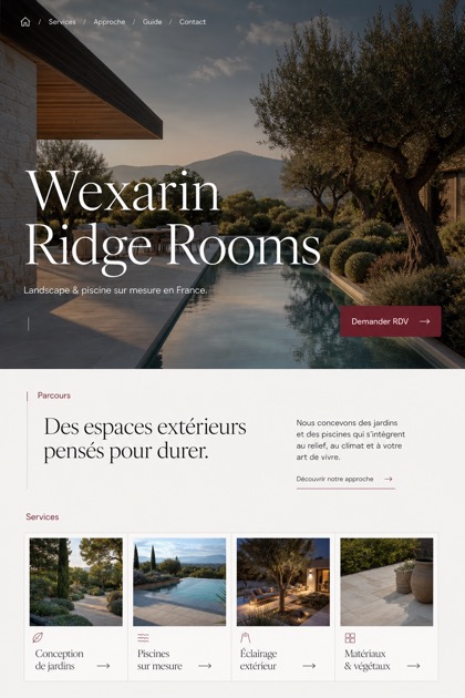 Architecture & Interiors website design for France, showing a clear opening, service information, supporting content, and a focused inquiry action.