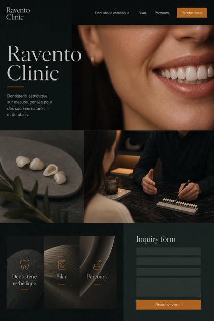 Healthcare website design for France, showing a clear opening, service information, supporting content, and a focused inquiry action.