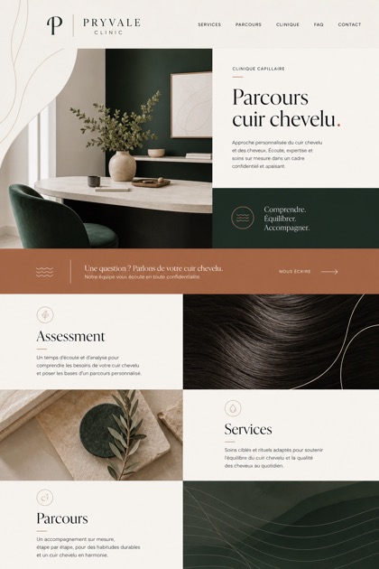 Healthcare website design for France, showing a clear opening, service information, supporting content, and a focused inquiry action.