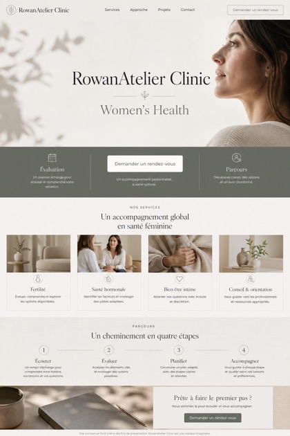 Healthcare website design for France, showing a clear opening, service information, supporting content, and a focused inquiry action.