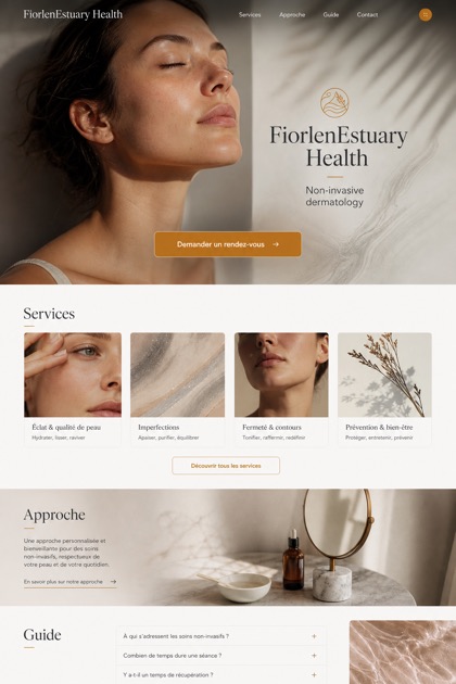 Healthcare website design for France, showing a clear opening, service information, supporting content, and a focused inquiry action.
