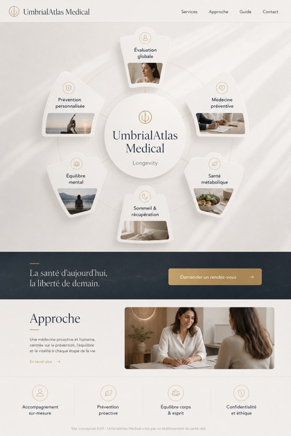 Healthcare website design for France, showing a clear opening, service information, supporting content, and a focused inquiry action.