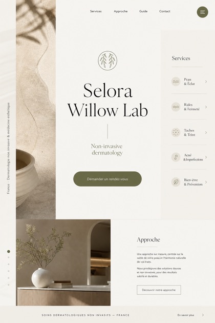 Healthcare website design for France, showing a clear opening, service information, supporting content, and a focused inquiry action.