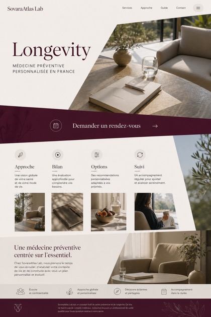 Healthcare website design for France, showing a clear opening, service information, supporting content, and a focused inquiry action.