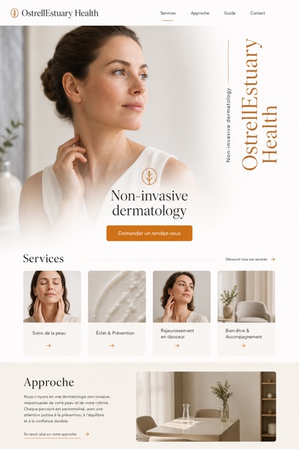 Healthcare website design for France, showing a clear opening, service information, supporting content, and a focused inquiry action.