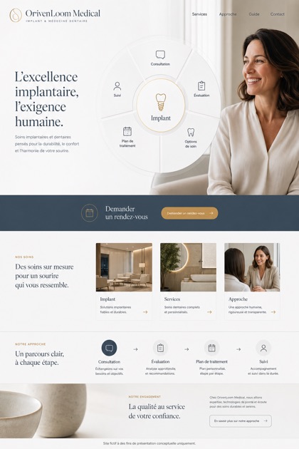 Healthcare website design for France, showing a clear opening, service information, supporting content, and a focused inquiry action.