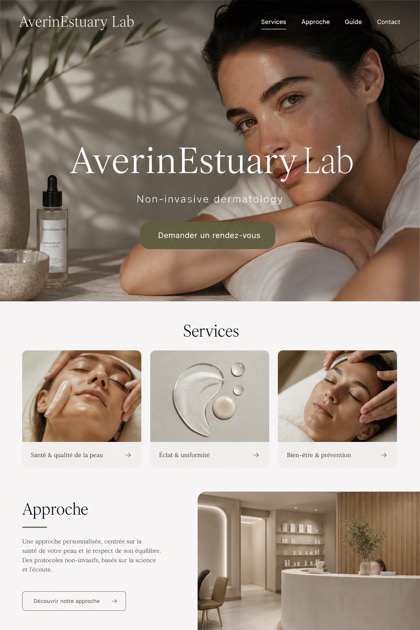 Healthcare website design for France, showing a clear opening, service information, supporting content, and a focused inquiry action.