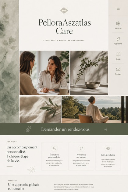 Healthcare website design for France, showing a clear opening, service information, supporting content, and a focused inquiry action.