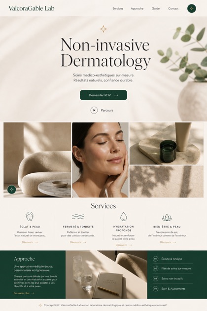Healthcare website design for France, showing a clear opening, service information, supporting content, and a focused inquiry action.