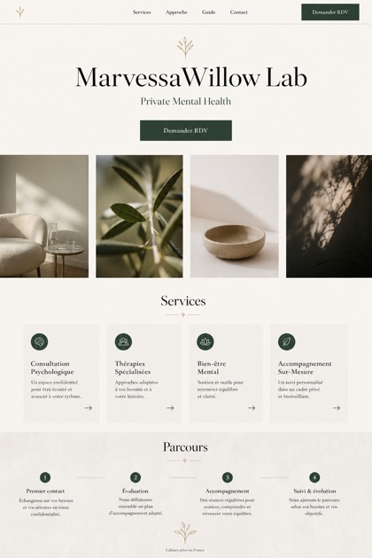 Healthcare website design for France, showing a clear opening, service information, supporting content, and a focused inquiry action.