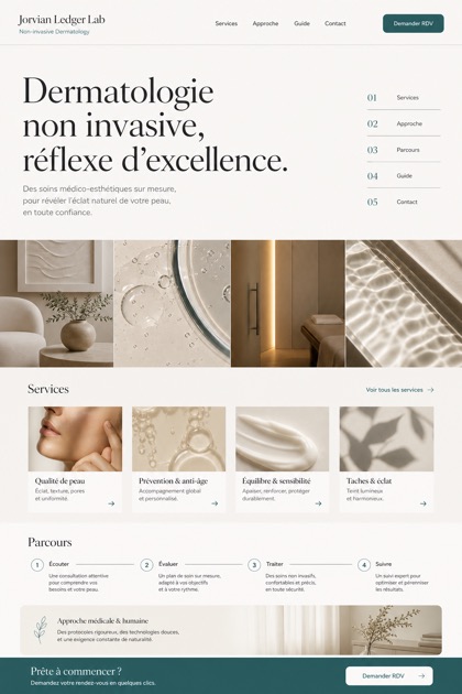 Healthcare website design for France, showing a clear opening, service information, supporting content, and a focused inquiry action.