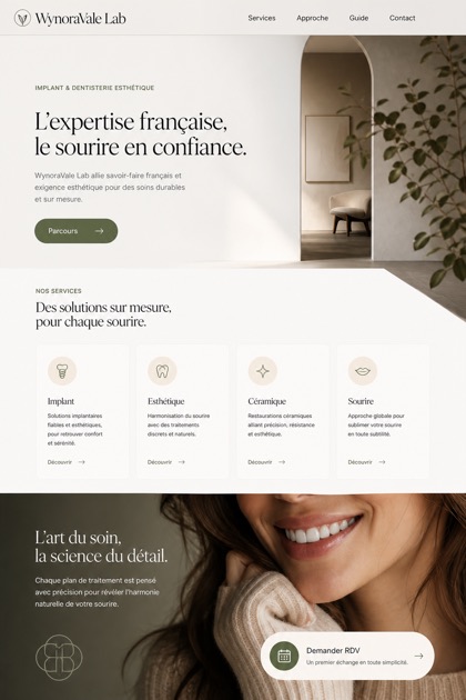 Healthcare website design for France, showing a clear opening, service information, supporting content, and a focused inquiry action.