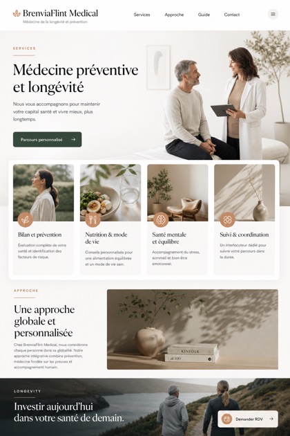 Healthcare website design for France, showing a clear opening, service information, supporting content, and a focused inquiry action.
