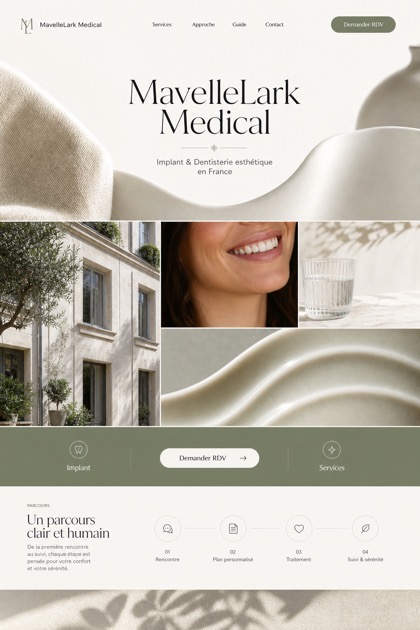 Healthcare website design for France, showing a clear opening, service information, supporting content, and a focused inquiry action.
