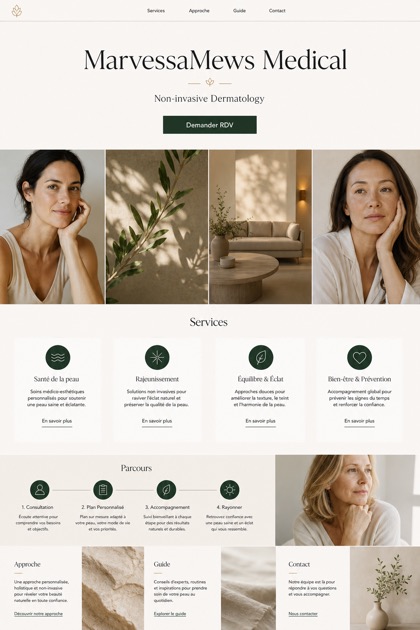 Healthcare website design for France, showing a clear opening, service information, supporting content, and a focused inquiry action.