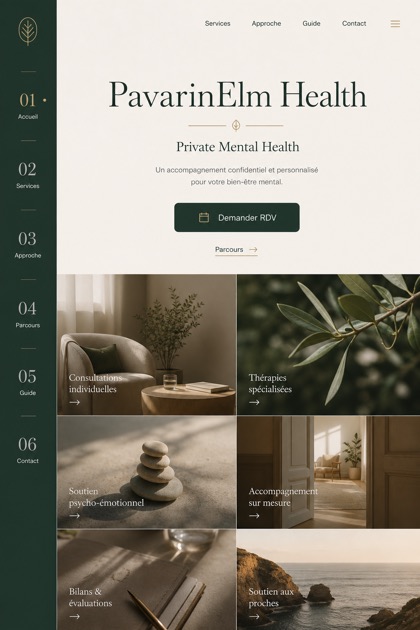 Healthcare website design for France, showing a clear opening, service information, supporting content, and a focused inquiry action.