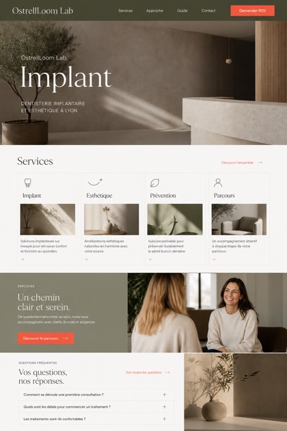 Healthcare website design for France, showing a clear opening, service information, supporting content, and a focused inquiry action.