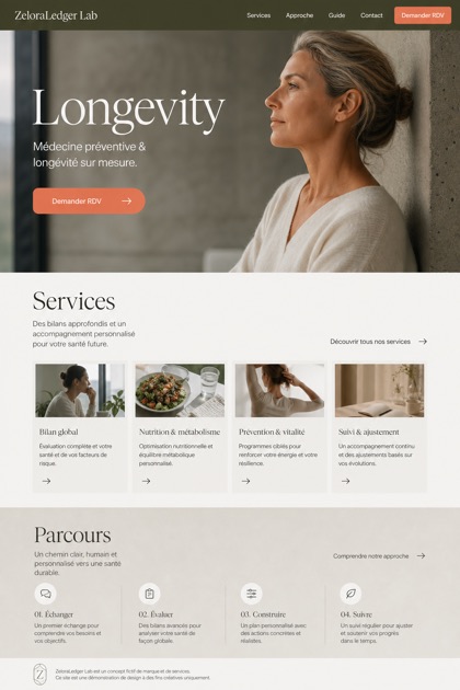 Healthcare website design for France, showing a clear opening, service information, supporting content, and a focused inquiry action.