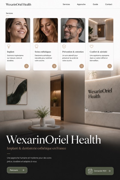 Healthcare website design for France, showing a clear opening, service information, supporting content, and a focused inquiry action.