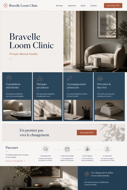 Healthcare website design for France, showing a clear opening, service information, supporting content, and a focused inquiry action.