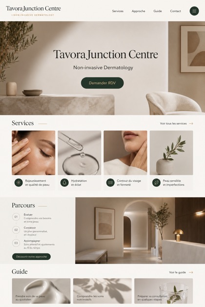Healthcare website design for France, showing a clear opening, service information, supporting content, and a focused inquiry action.