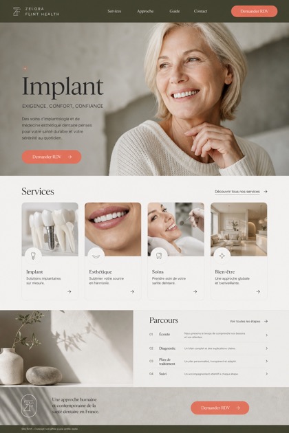Healthcare website design for France, showing a clear opening, service information, supporting content, and a focused inquiry action.