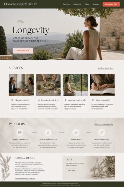 Healthcare website design for France, showing a clear opening, service information, supporting content, and a focused inquiry action.