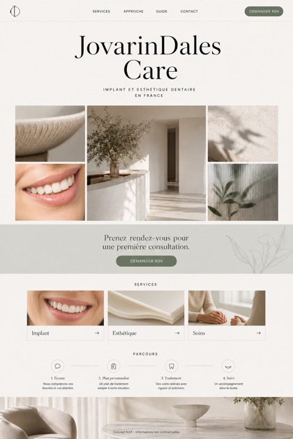 Healthcare website design for France, showing a clear opening, service information, supporting content, and a focused inquiry action.