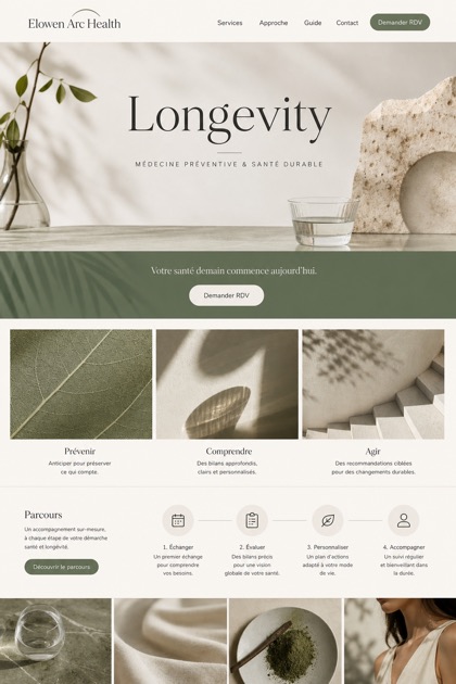 Healthcare website design for France, showing a clear opening, service information, supporting content, and a focused inquiry action.