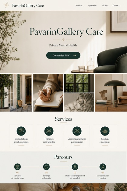 Healthcare website design for France, showing a clear opening, service information, supporting content, and a focused inquiry action.