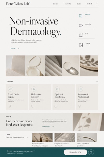 Healthcare website design for France, showing a clear opening, service information, supporting content, and a focused inquiry action.