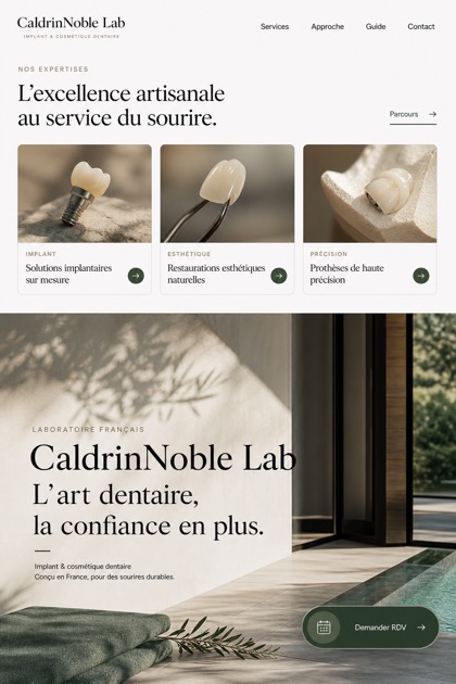 Healthcare website design for France, showing a clear opening, service information, supporting content, and a focused inquiry action.