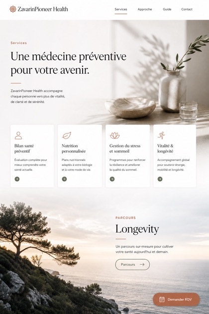 Healthcare website design for France, showing a clear opening, service information, supporting content, and a focused inquiry action.