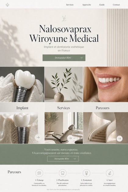 Healthcare website design for France, showing a clear opening, service information, supporting content, and a focused inquiry action.