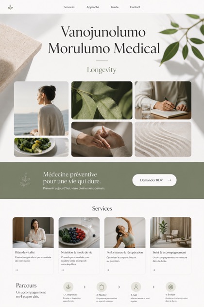 Healthcare website design for France, showing a clear opening, service information, supporting content, and a focused inquiry action.