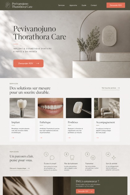 Healthcare website design for France, showing a clear opening, service information, supporting content, and a focused inquiry action.