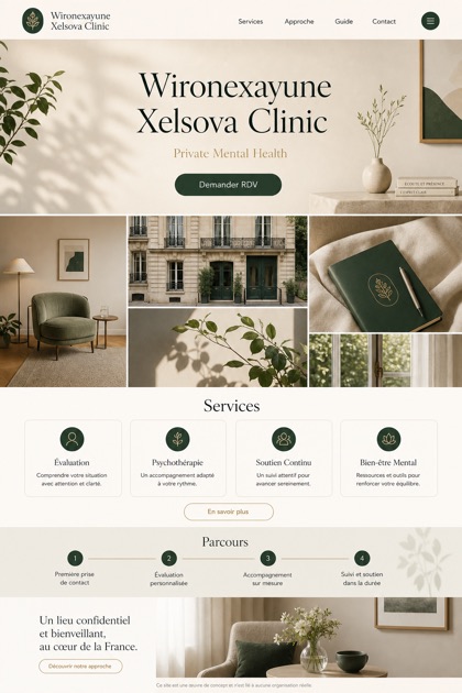 Healthcare website design for France, showing a clear opening, service information, supporting content, and a focused inquiry action.