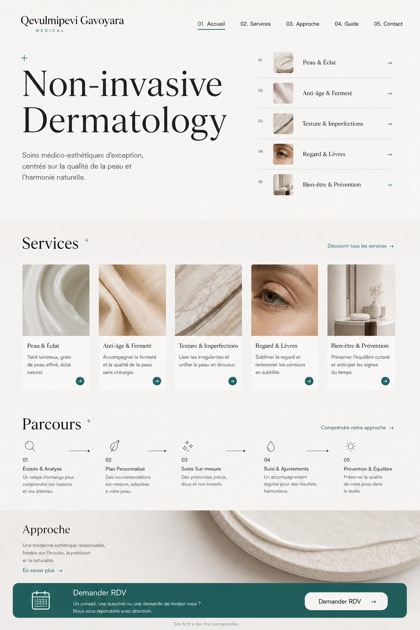 Healthcare website design for France, showing a clear opening, service information, supporting content, and a focused inquiry action.